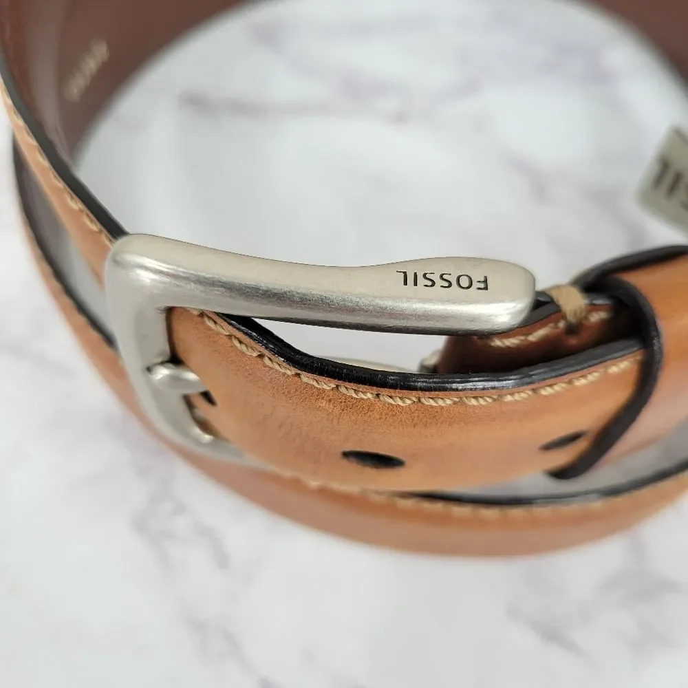 Fossil Men's Tan Leather Belt Size 42